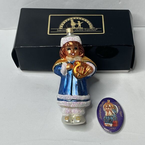 Vintage 1997 Christopher Radko Blue Caroline 6.25” Christmas Ornament - Picture 1 of 7
